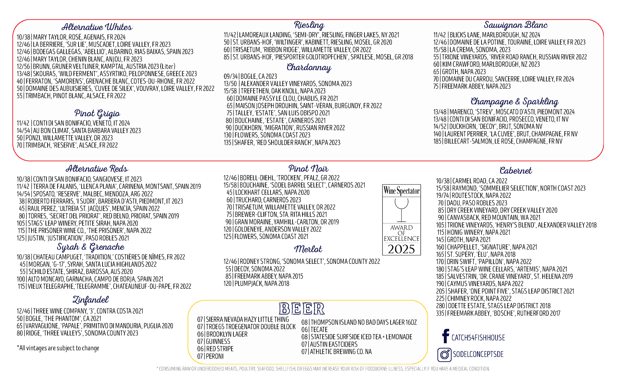 Fischer's オフ会 サイン ＆ メニュー表 View Our Menu | Seafood Restaurant Fenwick Island | Catch 54